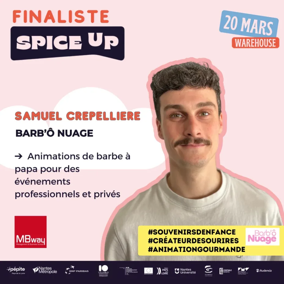 Spice up 2025 samuel crepelliere finaliste, concours de pitch spice up, etudiant MBWAY nantes, organisé par pépite pays de la loire