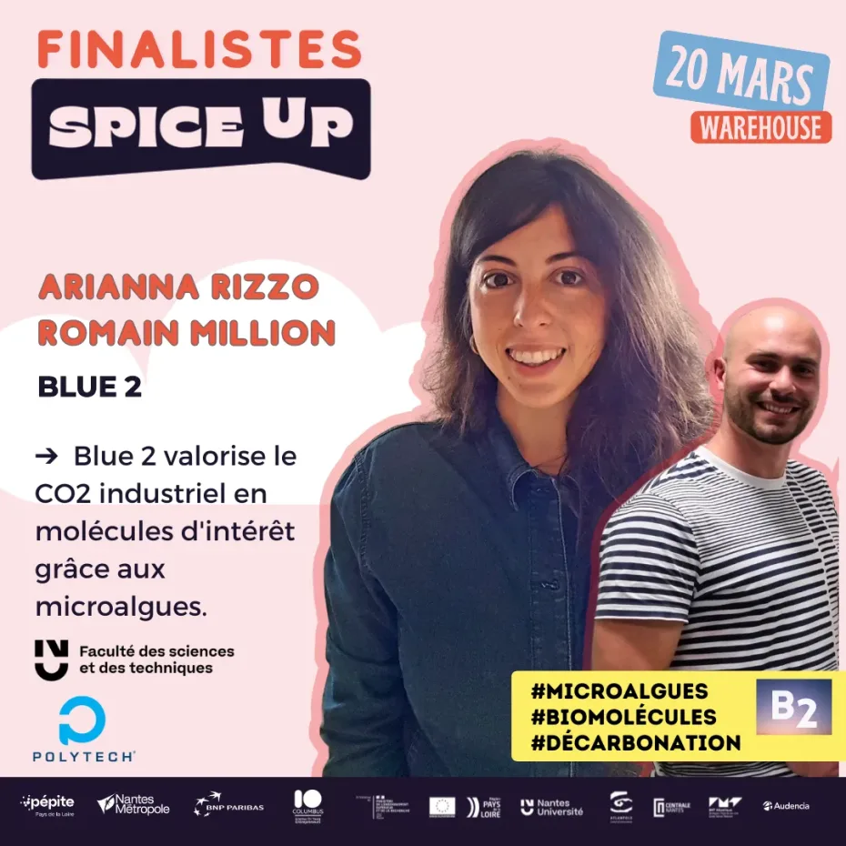 Spice up 2025 ariana Rizzo et romain Million , projet BLUE 2 Pépite pays de la loire, spice up concours de pitch finaliste