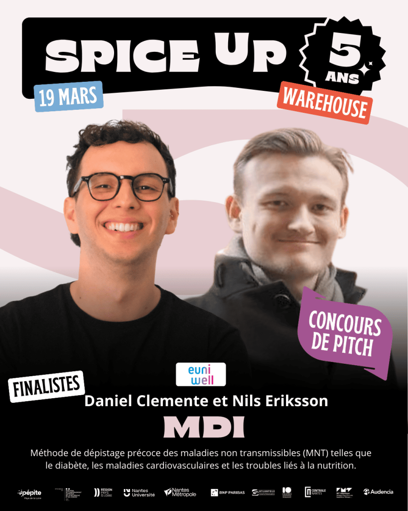 Daniel Clemente et Nils Eriksson, MDI, finalistes internationaux Spice Uo 2026 le 19 mars à Nantes, lauréat Euniwell Nantes